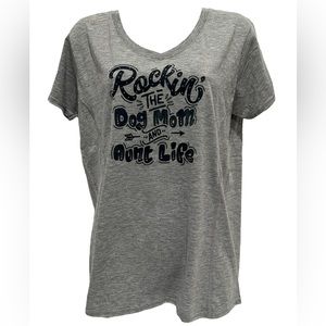 Woman’s Rockin the Dog Mom and Aunt Life V-neck t-shirt